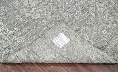 4x6 Tone on Tone Gray Hand Knotted Tibetan Wool/Bamboo Silk Transitional Oriental Area Rug