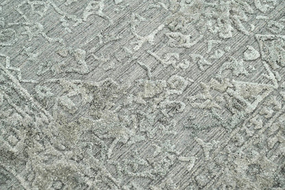 4x6 Tone on Tone Gray Hand Knotted Tibetan Wool/Bamboo Silk Transitional Oriental Area Rug