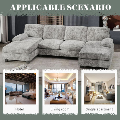 2 Piece Fabric Sectional Sofa With Reversible Chaise