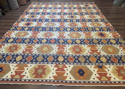 Turkish Kilim Rug 8x11, Handmade, Wool, Nourison Rug