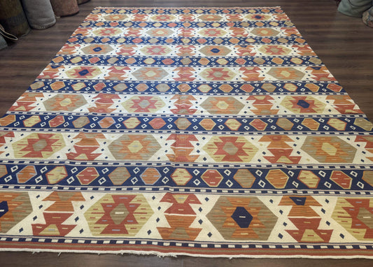 Turkish Kilim Rug 8x11, Handmade, Wool, Nourison Rug