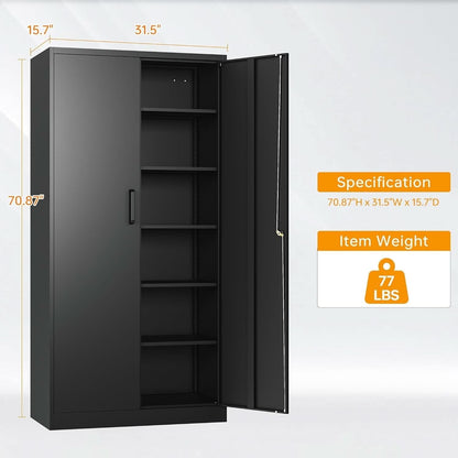 Black Metal Storage Cabinet With Lock For Office Industrial