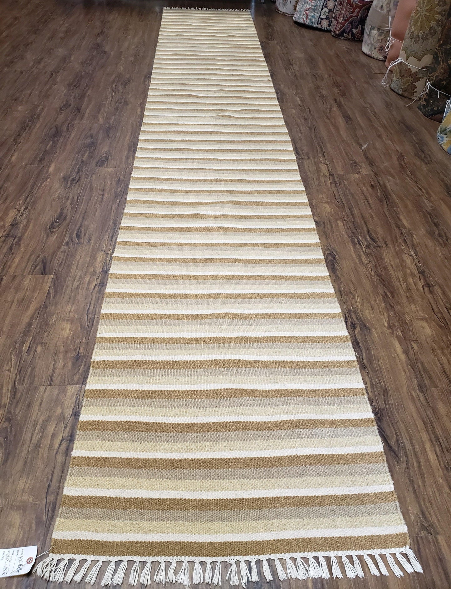 Striped Runner Rug, Flatweave Runner Rug, Hallway Runner, 15 ft Carpet Runner for Hall, Earth Tone Colors, Handmade Hand Woven Farmhouse Rug