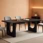 Black 71 Inch Dining Table For Six With Wood Pedestal
