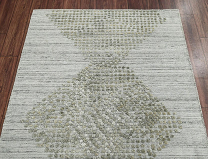 4x6 Gray LoomBloom Hand Knotted Modern & Contemporary Textured Tibetan 100% Wool Oriental Area Rug