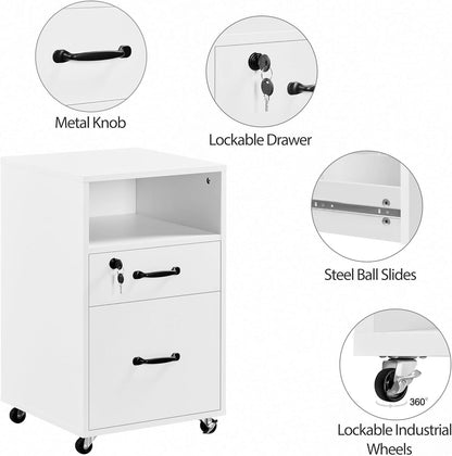 White Vertical File Cabinet With Locking Top Drawer