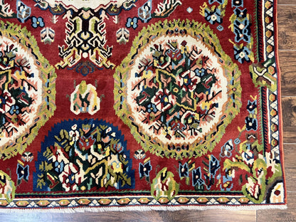 Persian Bakhtiari Rug 5x8, Wool Hand Knotted Antique Carpet, Red, Floral Oriental Rug, 5 x 8 Medium Sized Rug