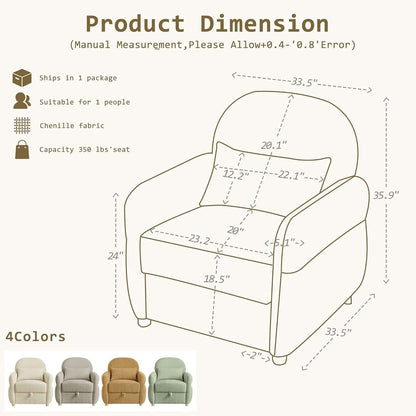 33Point5Inch Modern Reading Chair With HiddenStorage