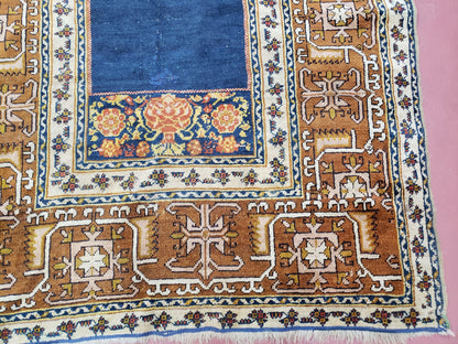 Antique Turkish Anatolian Ghiordes Prayer Rug, Twin Mihrabs, Rare Collectible Oriental Rug, Early 20th Century Prayer Rug, 3'9" x 5'2"