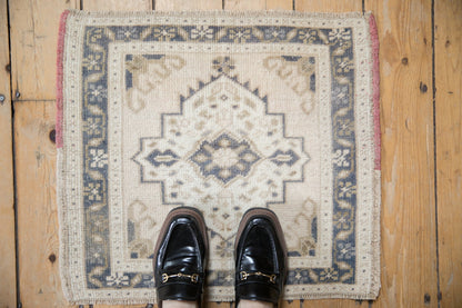 2x2 Vintage Distressed Oushak Square Rug Mat