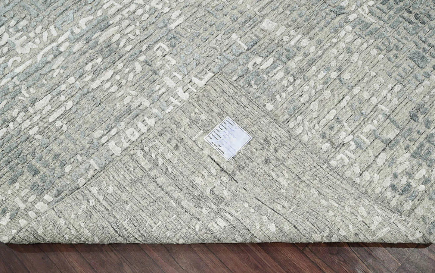 Multi Size Tone On Tone Gray Hand Knotted Tibetan Wool/Bamboo Silk Modern & Contemporary Oriental Area Rug
