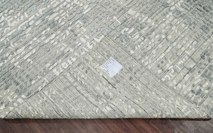 Multi Size Tone On Tone Gray Hand Knotted Tibetan Wool/Bamboo Silk Modern & Contemporary Oriental Area Rug