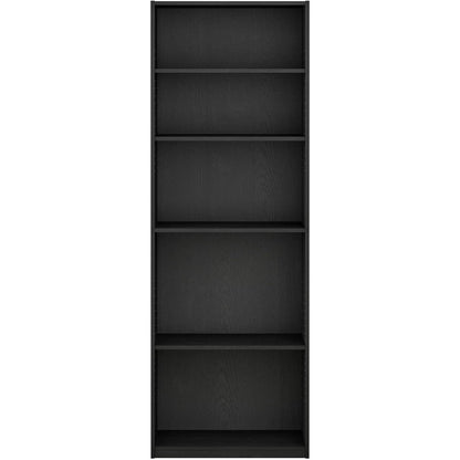 Jaya Simply Home 5 Shelf Bookcase 5 Tier Black With Adjustable Shelves