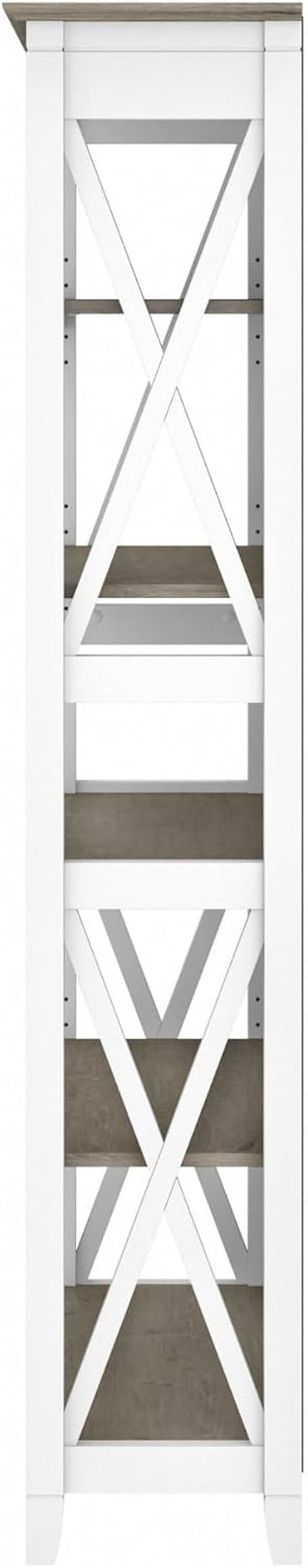 Bush Furniture Key West 66 Inch Bookcase Shiplap Gray White