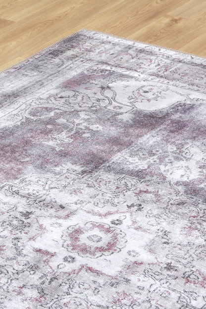 Rose Machine Washable in Purple Rug