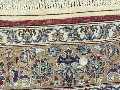 Blue Persian Qum Rug 3.6 x 5, Floral Medallion, Fine 310 KPSI