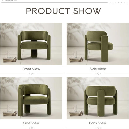 Velvet Green Barrel Armchairs Set Of 2 For Living Room Decor