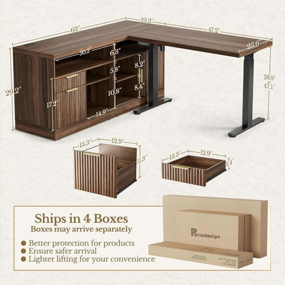 Electric Height Adjustable Desk 48 Inches Bookcase