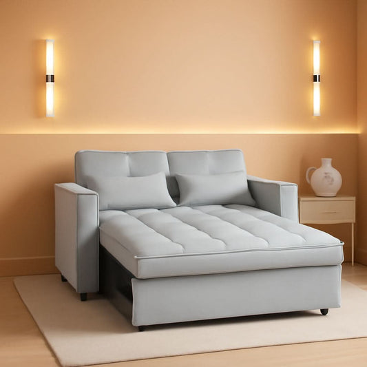 Sofa Bed With Hidden Table Velvet Fabric For Small Spaces