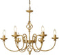 Gold Six Light Chandelier Pendant 26 Inch Dining Light