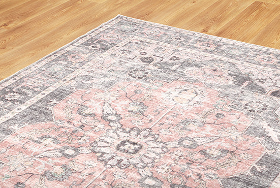 Hugo Machine Washable in Grey & Beige Rug