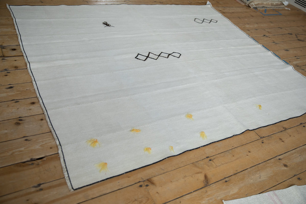 6x7 Vintage Hemp Kilim Square Carpet