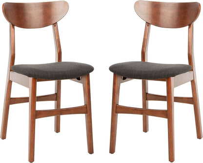 Walnut Finish Dining Chairs With Black Cushions Set Of 2