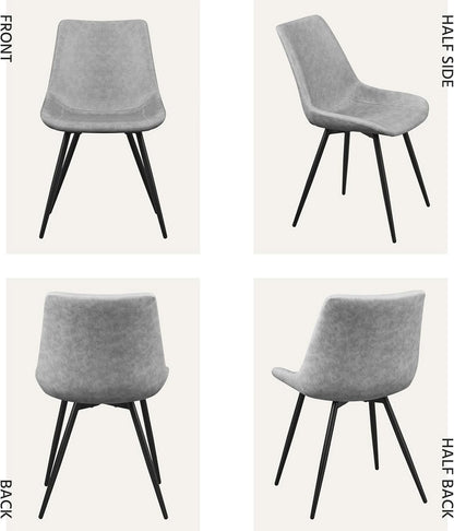 Dining Chairs Set Of 2 Grey Faux Leather With Metal Legs