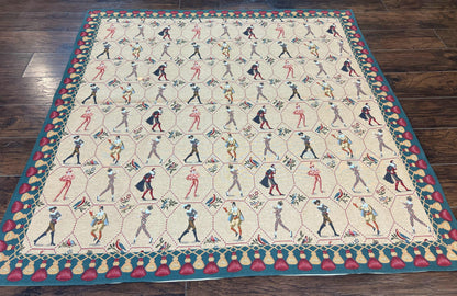 Square Tapestry 5x5, Wall Hanging, Human Pictorials, Court Jesters, Vintage