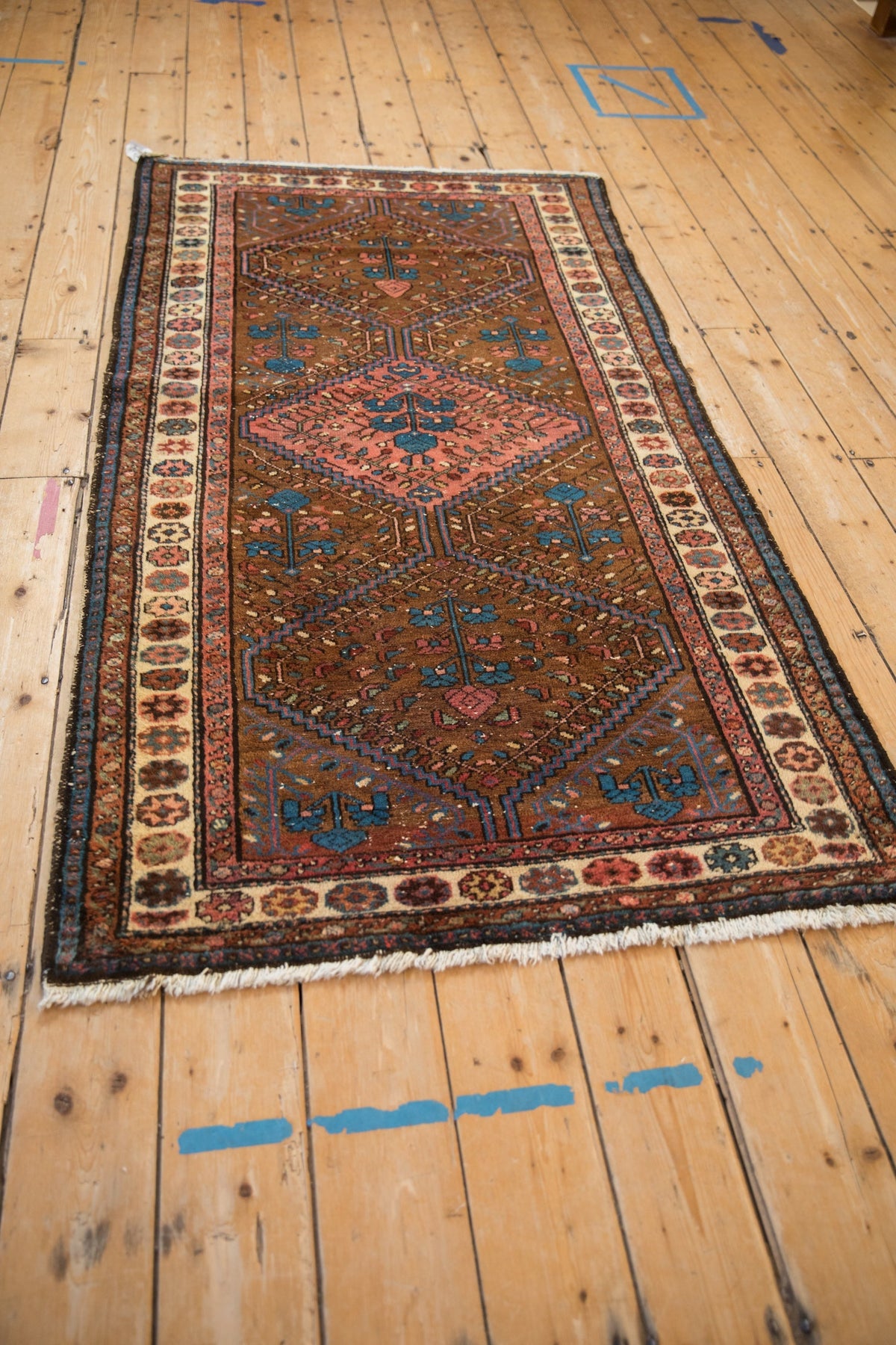 3.5x6.5 Vintage Kurdish Hamadan Rug
