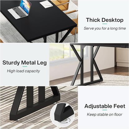 78.7 Inch Black Executive Desk Home Office Computer Desk