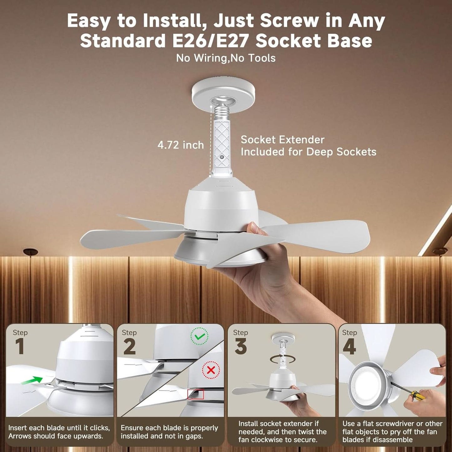Ceiling Fan With Lights Remote Dimmable LED 3000K 6000K