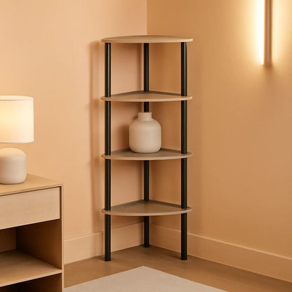Industrial 5 Tier Corner Shelf Stand With Metal Frame