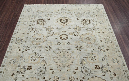 LoomBloom 6'0''x8'10" Gray Beige Hand Knotted Traditional Oushak Wool Oriental Area Rug