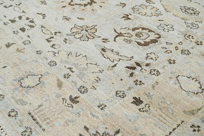 LoomBloom 6'0''x8'10" Gray Beige Hand Knotted Traditional Oushak Wool Oriental Area Rug