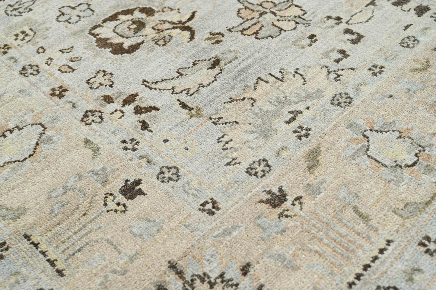 LoomBloom 6'0''x8'10" Gray Beige Hand Knotted Traditional Oushak Wool Oriental Area Rug