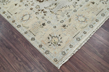 LoomBloom 6'0''x8'10" Gray Beige Hand Knotted Traditional Oushak Wool Oriental Area Rug