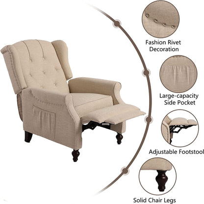 Wingback Recliner Chair With Massage And Heat For Living Room
