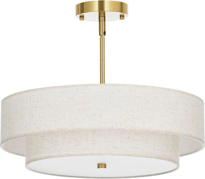4 Light Drum Chandelier 18 Inch Antique Brass Pendant Light