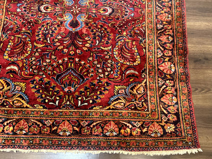 Persian Lilihan Rug 5x6, Red, Floral, Antique Persian Carpet