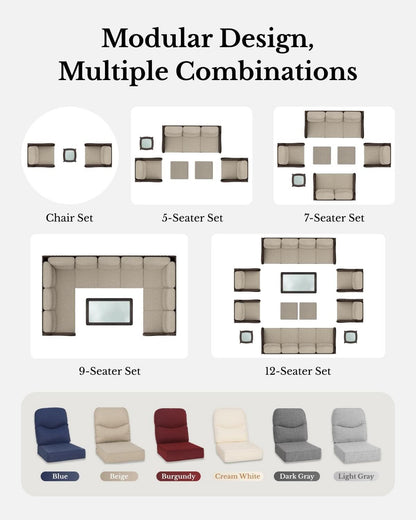 Luxury Outdoor Patio Furniture Set with Thick Cushions