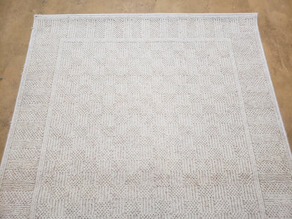 3x5 Karastan Rug Chaumiere Collection, Kara-Loc, Design #291/9866, Creme Color, Textured Squares II Patern, 3'6" x 5' 3" Carpet