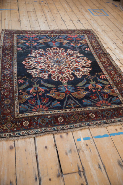 4.5x6 Antique Kurdish Bijar Rug