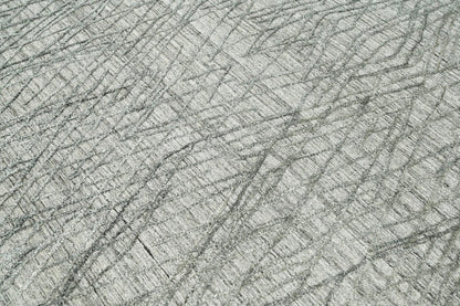 4x6 Tone on Tone Gray Hand Knotted 100% Wool Modern & Contemporary Oriental Area Rug