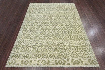 10x14 Beige, Green Hand Knotted Oushak 100% Wool Southwestern Oriental Area Rug