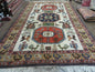 7' X 10' Vintage Handmade Knotted Turkish Wool Rug Birds Animal Ivory Organic