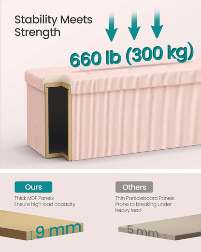 Jelly Pink Foldaway Underbed Storage Ottoman Bench