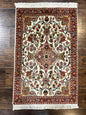 Small Persian Tabriz Rug 2x3, Floral Medallion, Wool and Silk, 340 KPSI