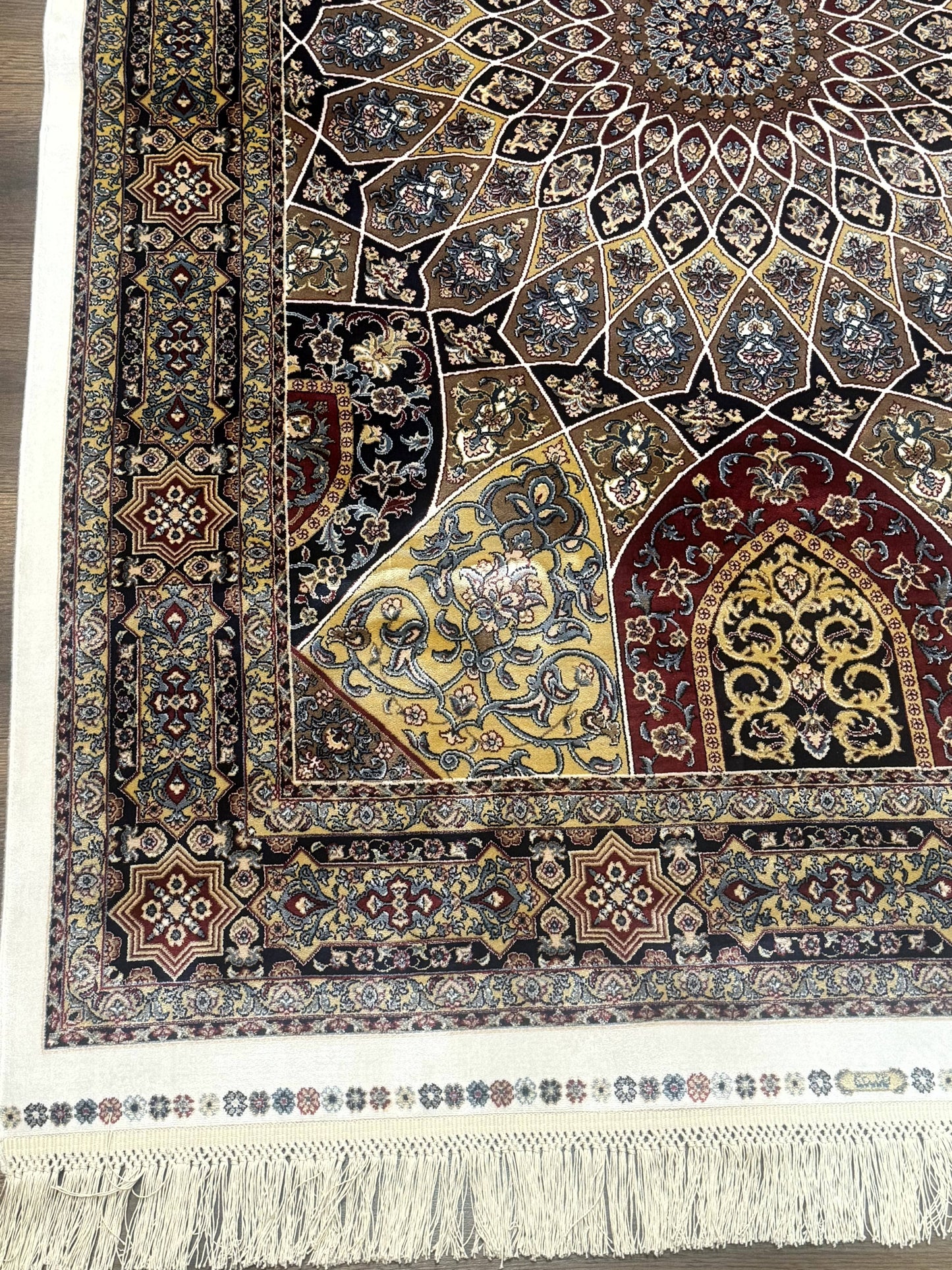 Turkish Silk Rug 4x6, Dome Design, Memluk Carpet, Bamboo Silk, New