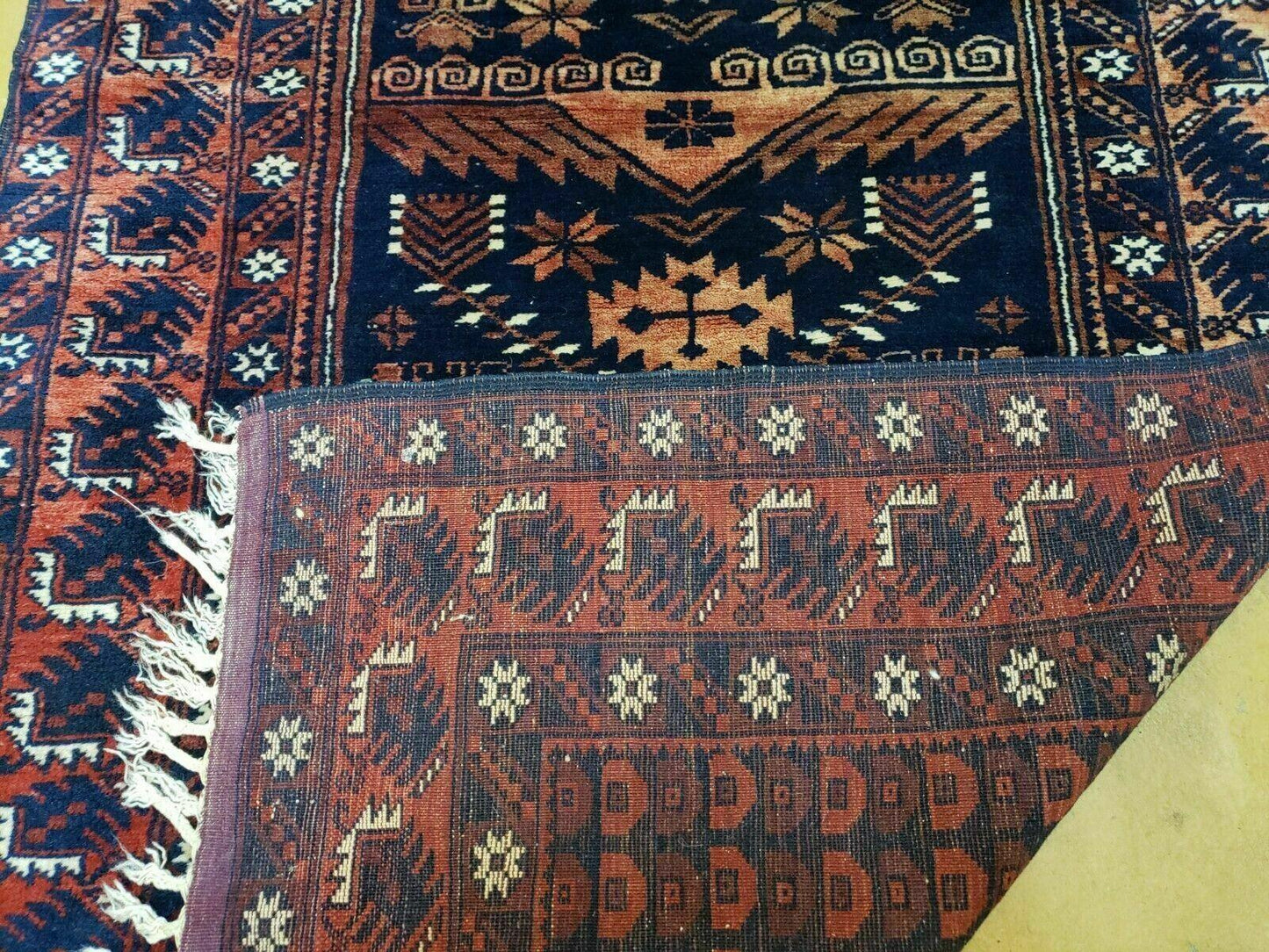 3' 4" X 5' 6" Vintage Handmade Pakistan Balouchi Balouch Tribal Wool Rug Nice